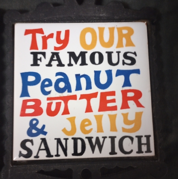 Vintage 70s Kitschy Kitchen Ceramic & Cast Iron Trivets Set of 3 - Picture 4 of 6